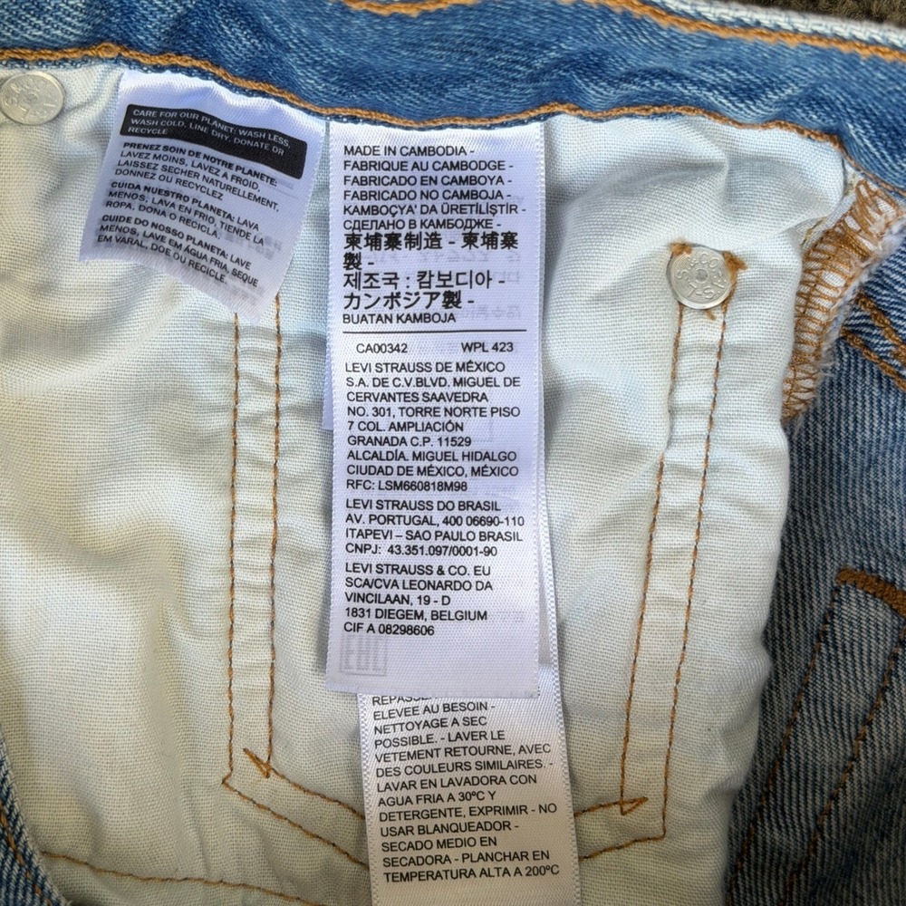 Levis Premium 501 Original Cutoff Denim Shorts Light Wash Blue High Rise 26 - Picture 5 of 11